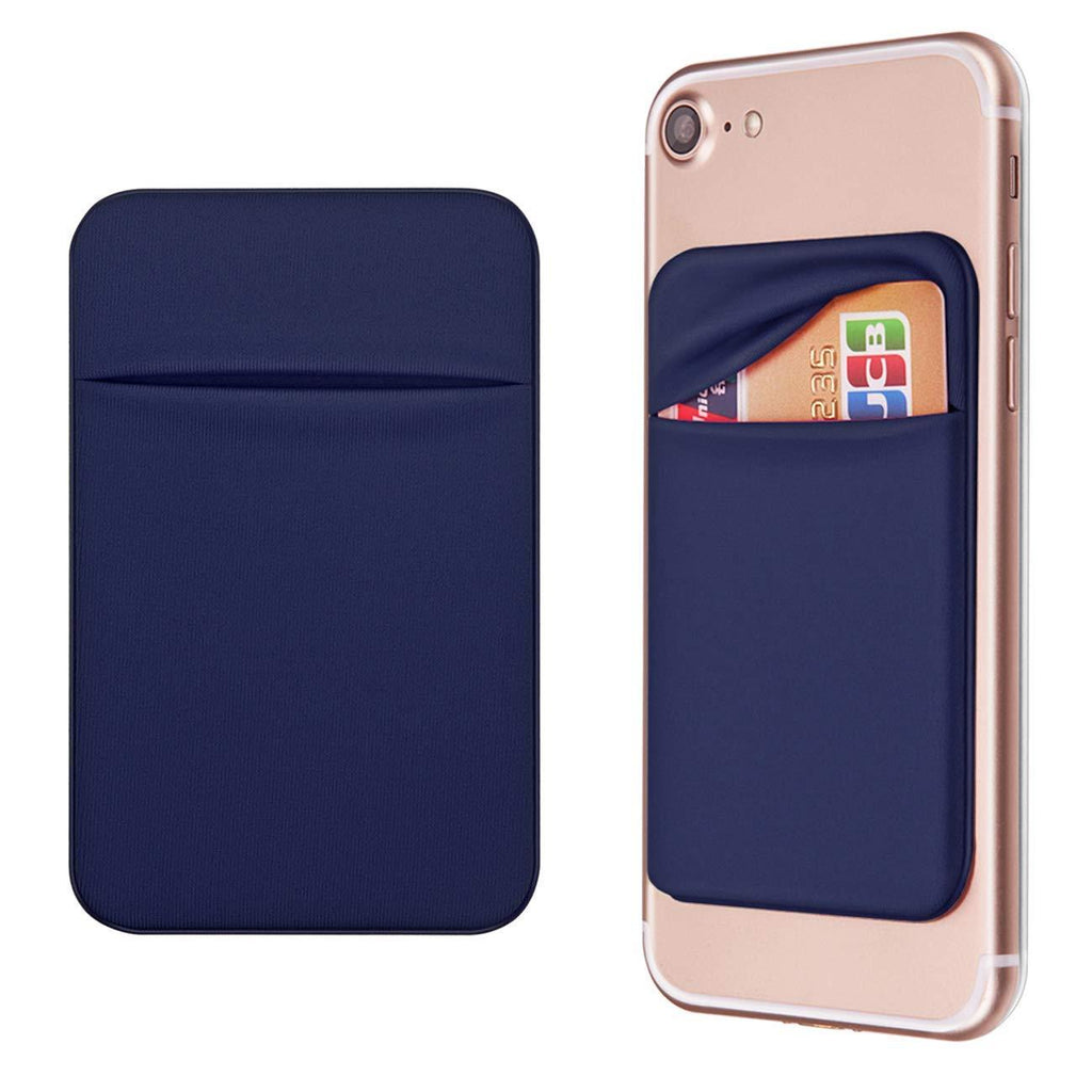 OBVIS Cell Phone Pocket Self Adhesive Card Holder Stick On Wallet Sleeve with 3M Adhesive RFID Card ID Credit Card ATM Card Holder for iPhone Android 2 Pack Blue 2pack Blue