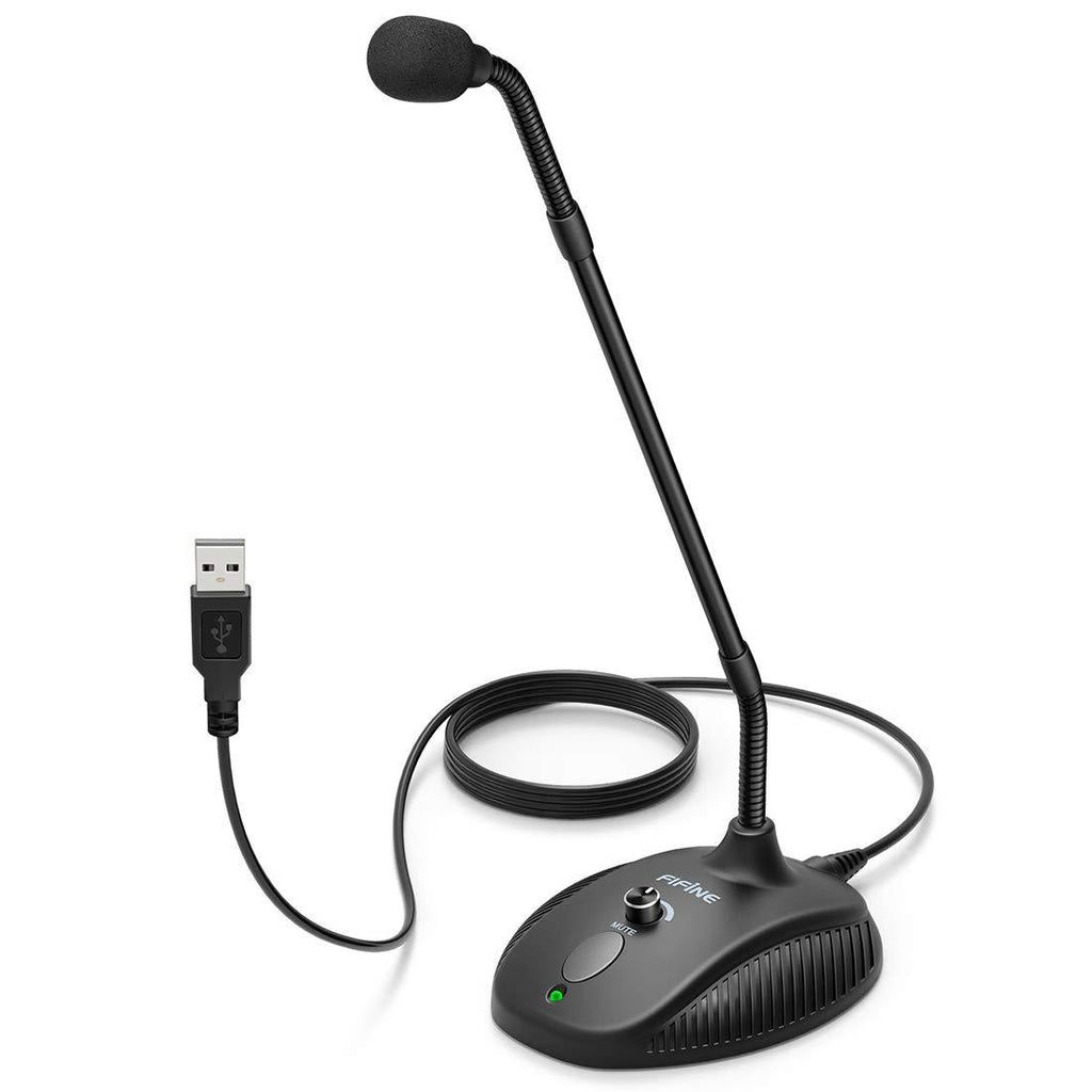 [AUSTRALIA] - Computer Microphone,Fifine Desktop Gooseneck Microphone,Mute Button with LED Indicator,USB Microphone for Windows and Mac Ideal for Gaming Streaming YouTube Podcast-K052 