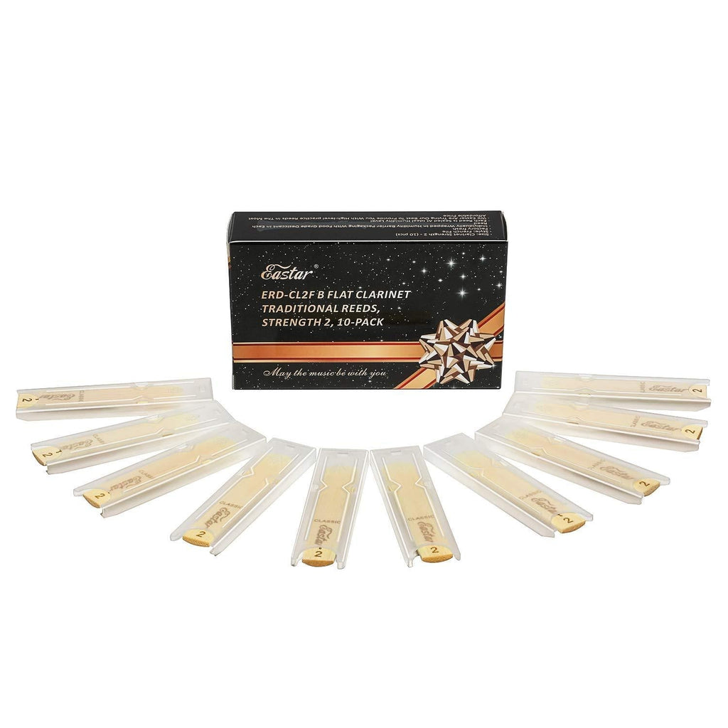 Eastar 10 Pack Bb Clarinet Reeds 2.0 ERD-CL2F, Traditional B Flat Clarinet Reeds With Box