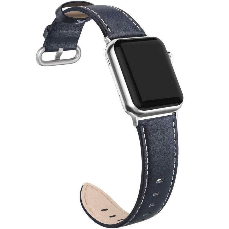 SWEES Leather Band Compatible with iWatch 38mm 40mm, Genuine Leather Elegant Dressy Replacement Strap Compatible with iWatch Series 5/4/3/2/1 Sport Edition Women, Indigo Blue