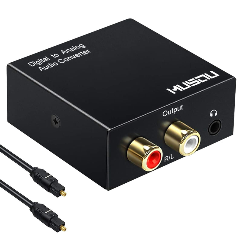 Musou 192kHz DAC Digital to Analog Converter Toslink Coaxial SPDIF Input to Analog RCA Stereo R/L Output Audio Adapter with 3.5mm Jack for PS3 Xbox HDDVD PS4 Home Cinema Systems