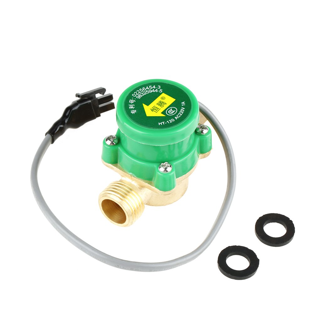 HT-120 AC 220V 0.5A G1/2"-1/2" Thread Water Pump Flow Sensor Switch for Shower Low Water Pressure Solar Heater Water Circulation