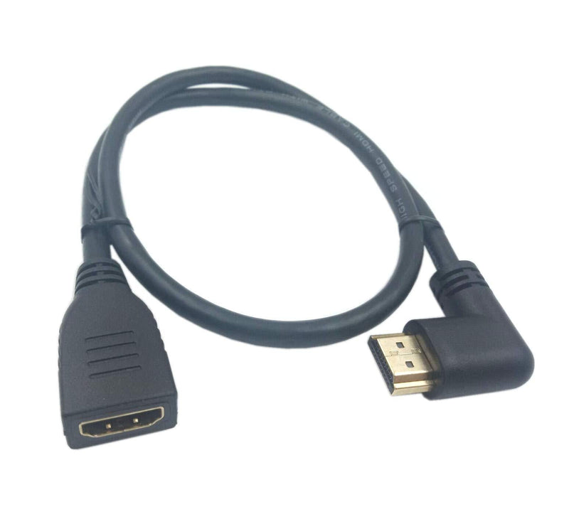 HDMI 2.0 Cord, Haokiang 1FT 90 Degree Gold Plated High Speed HDMI Male Left Angle to Female Extension Cable 60Hz, 4K 2K