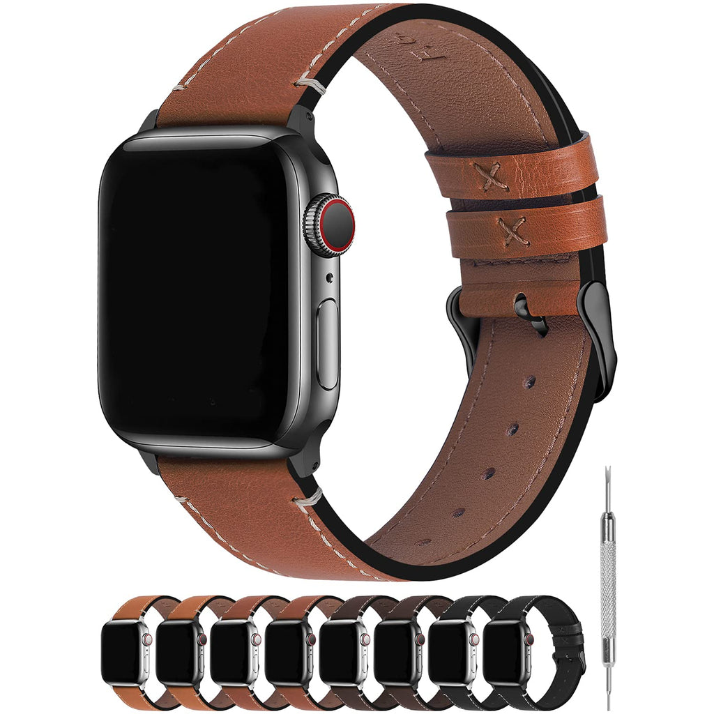 Fullmosa Compatible Apple Watch Band 45mm 44mm 41mm 40mm,8 Colors Compatible with iWatch Series 7 Series 6/SE Series 5 Series 4,44mm 45mm Dark Brown+Smoky Grey Buckle 44mm 45mm