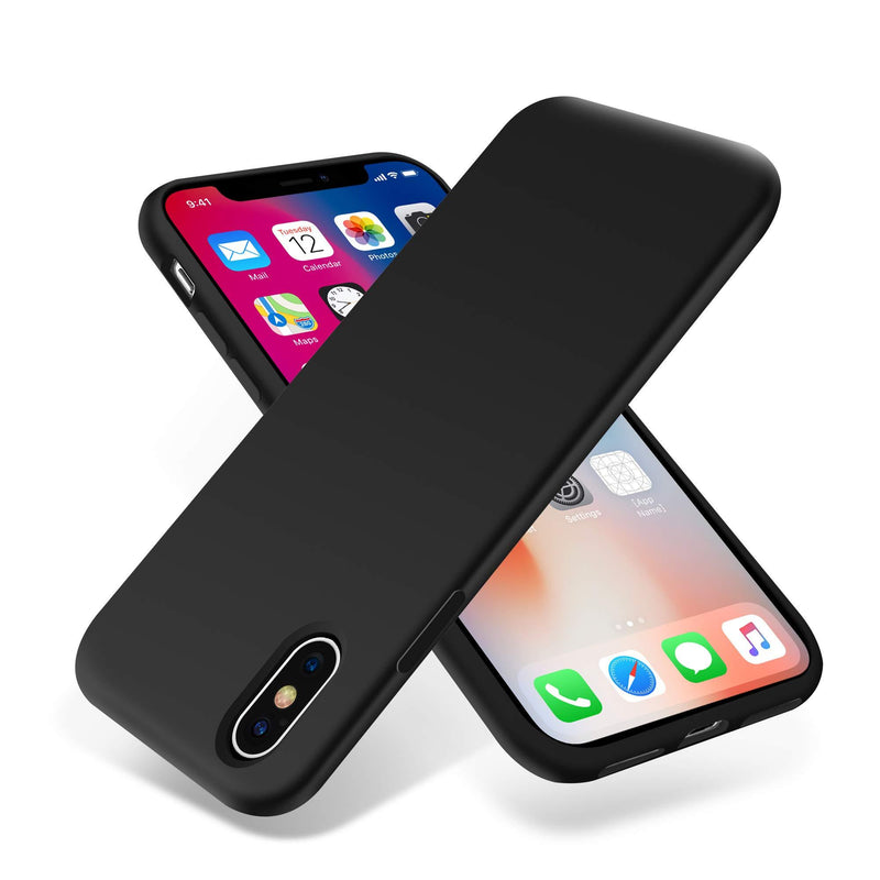 for iPhone X Case, OTOFLY [Silky and Soft Touch Series] Premium Soft Silicone Rubber Full-Body Protective Bumper Case Compatible with Apple iPhone X(ONLY) - Black