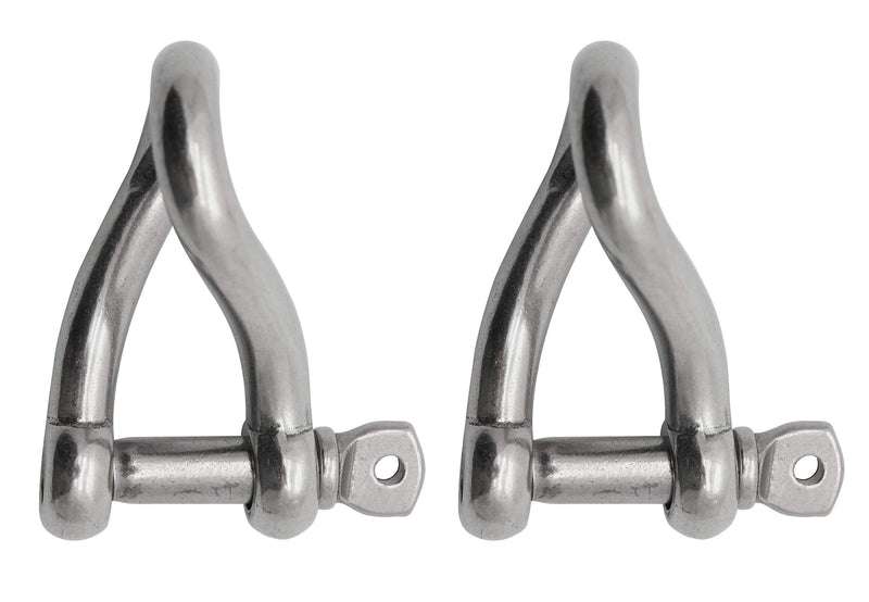 Extreme Max 3006.8213.2 BoatTector Stainless Steel Twist Shackle - 1/4", 2-Pack, Silver 1/4"