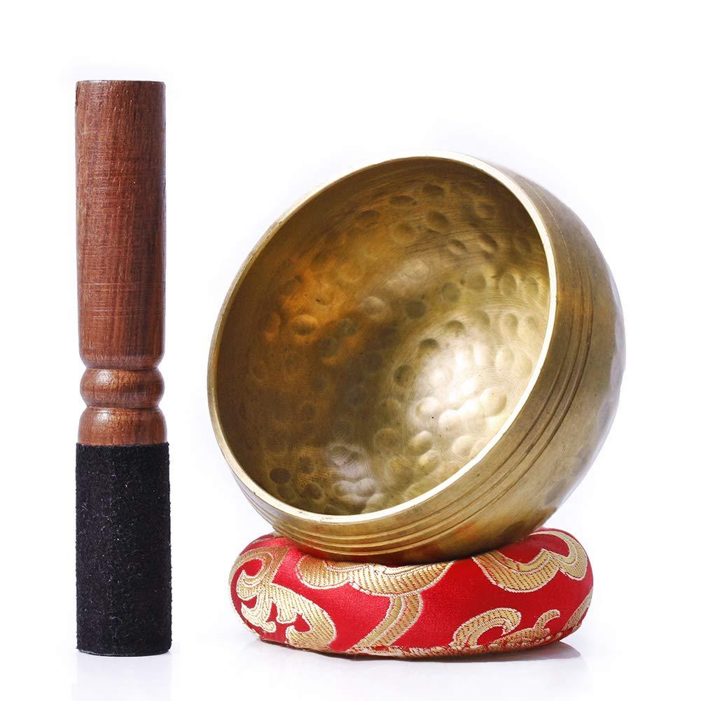 Biggo Tibetan Singing Bowl Set- Perfect resonance Meditation Yoga & Chakra Healing Handmade Bowl - With Mallet & Silk Cushion. Perfect Gift 3.2 Inch