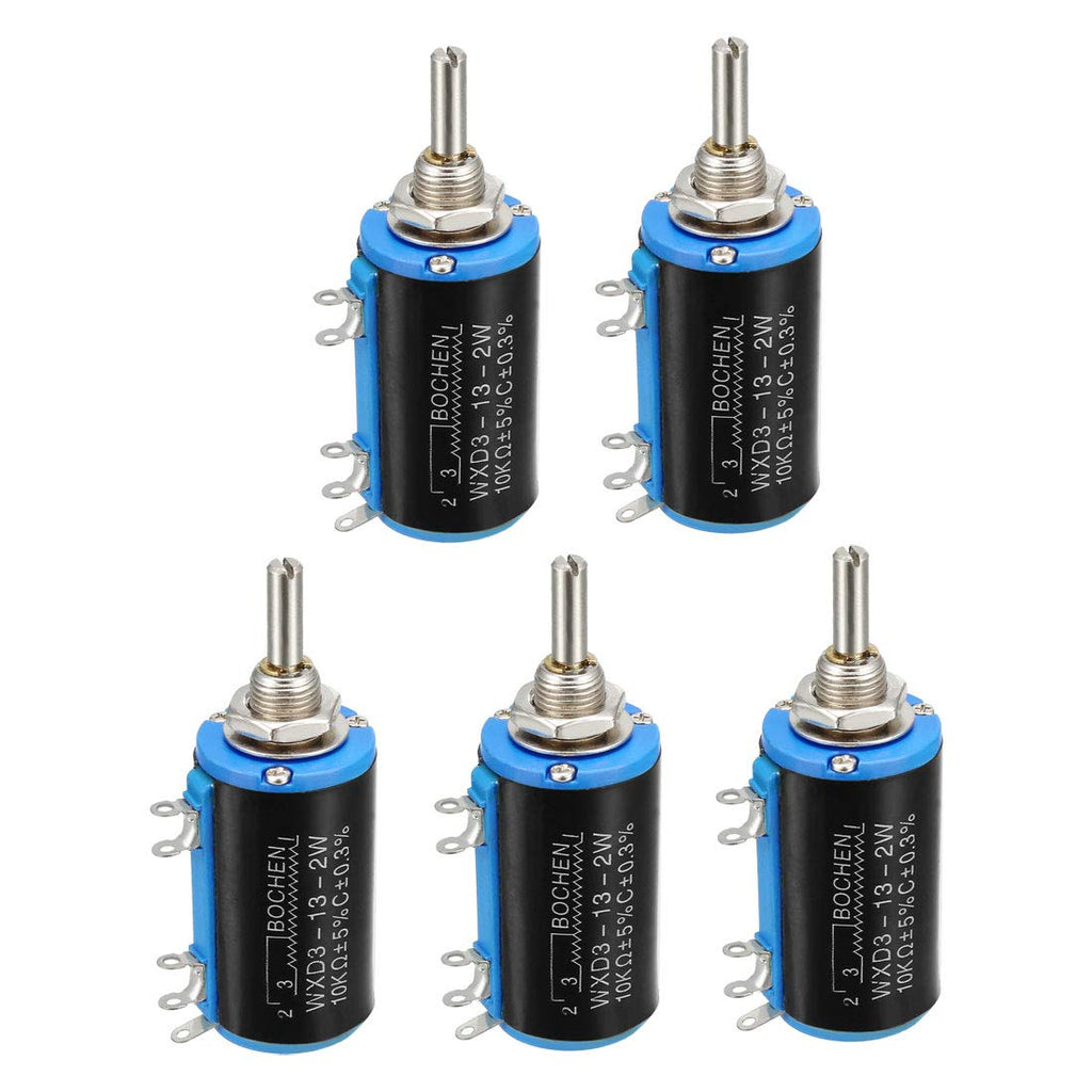 uxcell 10K Ohm Adjustable Resistors Wire Wound Multi Turn Precision Potentiometer Pots 5pcs