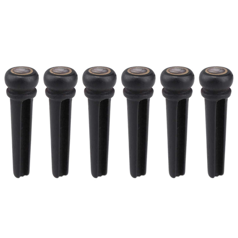 Acoustic Guitar Bridge 6PCS Ebony Guitar Bridge Pins Inlaid Abalone Dot Brass Rings Replacement