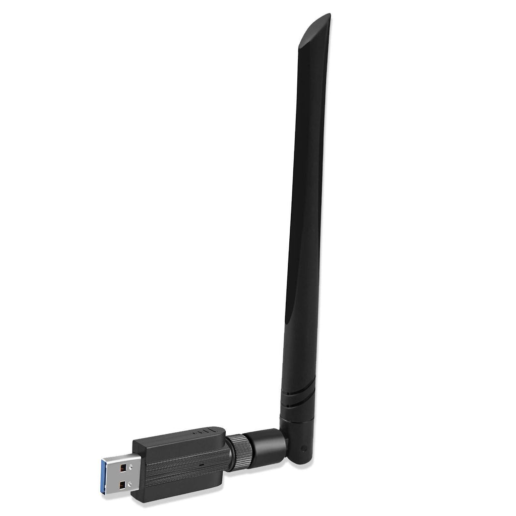 Linkstyle USB WiFi Adapter 1200Mbps, USB Wireless Network Adapter 802.11ac with Dual Band 5.8GHz/2.4GHz 5dBi Antennas, USB 3.0 WiFi Dongle for PC Desktop Laptop Windows 10/8.1/7/XP/Vista, Mac Black