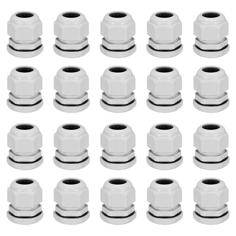 uxcell PG21 Cable Gland Waterproof Plastic Joint Adjustable Locknut for 13-18mm Dia Cable Wire 20Pcs