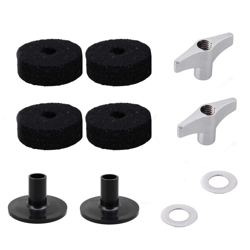 Cymbal Stand Sleeves & Cymbal Felts with Cymbal Washer & Base Wing Nuts Replacement for Drum Set of 10