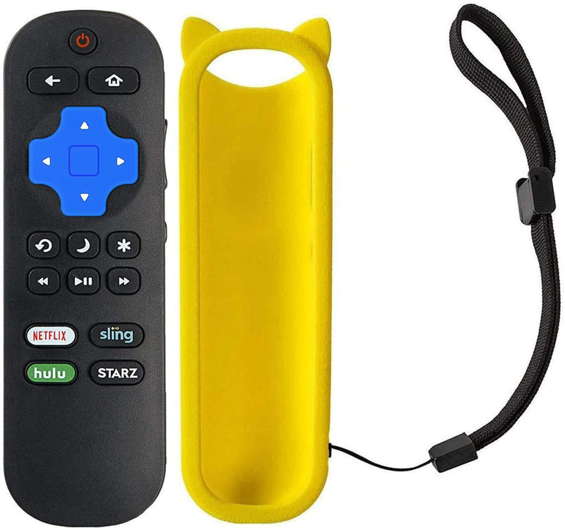 LC-RCRUS-18 Remote Control Compatible with Sharp Roku TV LC-32LB591U LC-55LBU591U LC-50LBU591U LC-43LBU591U LC-65LBU591U LC-32LBU591U 398GR10BESPN0002 LC-32LB481U LC-43LB481C LC-43LB481U Yellow Case with Yellow case