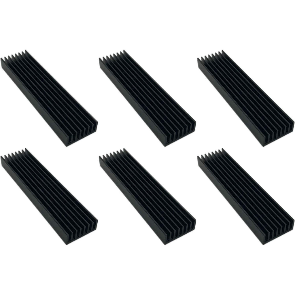 Easycargo 6pcs 100mm x 25mm x 10mm Heatsink Aluminium Radiator Cooler Heat Sink for Cooling LED Power Amplifier (100mmx25mmx10mm) (Black) Black