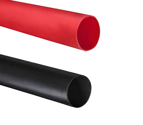 Dual Wall Heat Shrink Tubing 3:1 Ratio Heat Activated Adhesive Glue Lined Marine Shrink Tube Wire Sleeving Wrap Protector Black and Red, 2 Pack, 1.2M/4FT (Dia 15.4mm (5/8"))