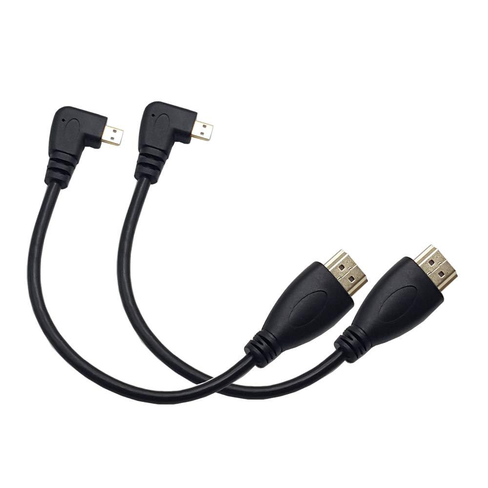 Seadream 2pcs 8 inch 90 Degree Right Angle Micro HDMI Male To HDMI Male Cable Connector (2pcs right angled) 2pcs right angled
