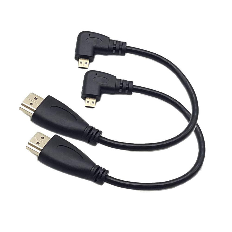 Seadream 2pcs 8inch 90 Degree Left Angle Micro HDMI Male To HDMI Male Cable Connector (2pcs left angled) 2pcs left angled