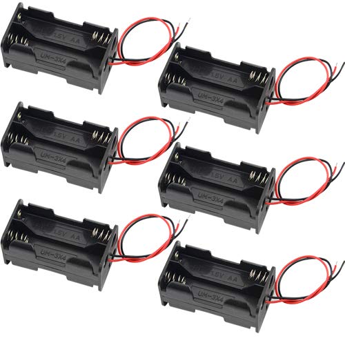WMYCONGCONG 6 PCS 4 x 1.5V AA Battery Holder Case Box with Black Red Wire Leads