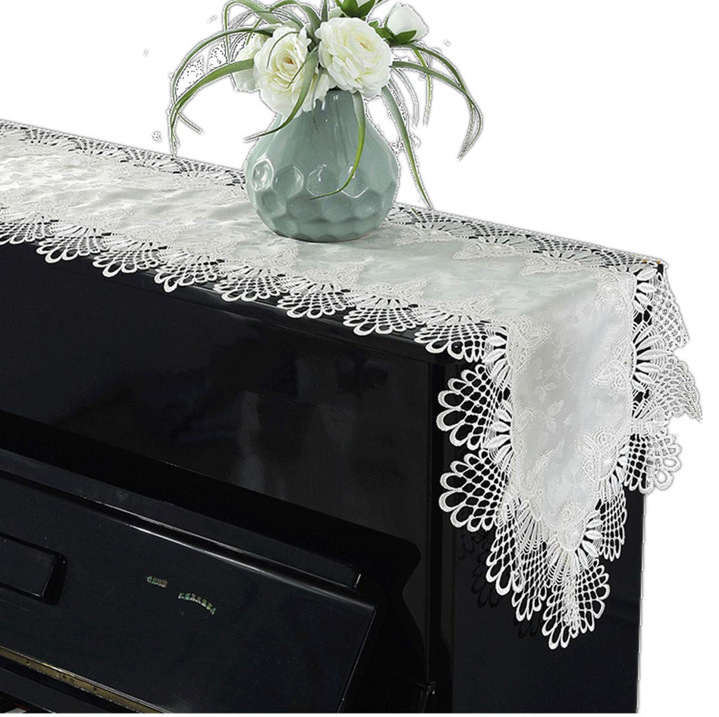 Piano Cover Cloth Lace Fabric Decorative Dust-proof Cloth for Upright Vertical Piano Top Cover Beige: 16" x 86"