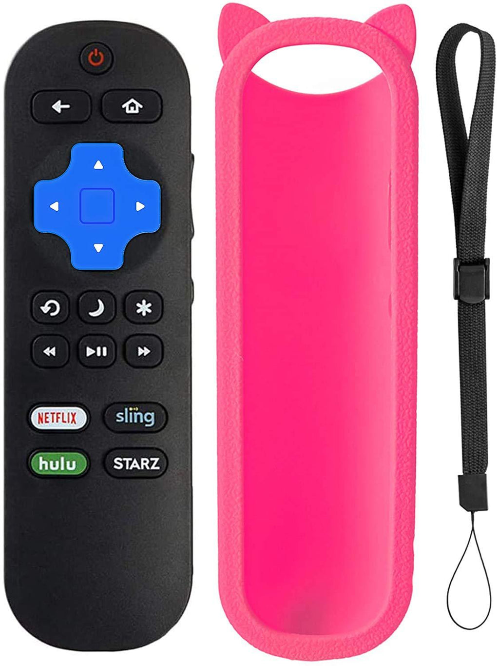 Repalcement LC-RCRUS-18 Remote Control Compatible with Sharp Roku TV LC-32LB591U LC-65LBU591U LC-43LBU591U (with Pink Rmote Case Protective Cover)