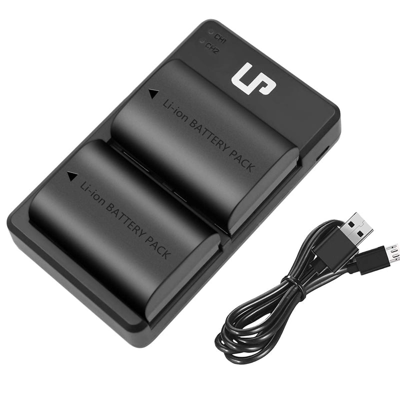 LP-E6 LP E6N Battery Charger Pack, LP 2-Pack Battery & Dual Charger Compatible with Canon EOS 90D, 80D, 70D, 60D, 60DA, 7D Mark II, 7D, 6D Mark II, 6D, 5D Mark IV, 5D Mark III, 5D Mark II, R, R5 &More 2 Batteries and Charger