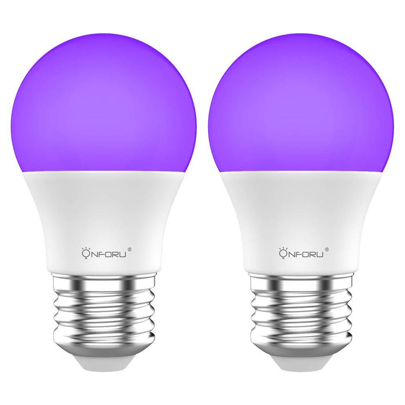 [AUSTRALIA] - Onforu LED Black Lights Bulb, 7W A19 E26 Bulb, 385-400nm, Glow in The Dark for Blacklight Party, Body Paint, Fluorescent Poster, Neon Glow ( 2 Pack ) 