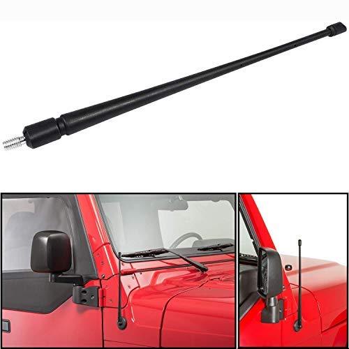 Matler for Jeep Antenna - 2007-2020 JK JKU JL JLU 13.5 Inches Short Flexible Rubber Car Radio CB Mount Kit Replacement