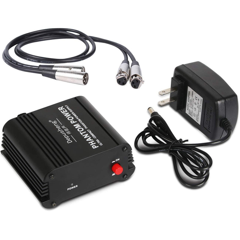 [AUSTRALIA] - Depusheng USB 1- Channel 48V Phantom Power Supply w/ Adapter XLR Audio Cable for Condenser Micro Microphone Music Equipment 
