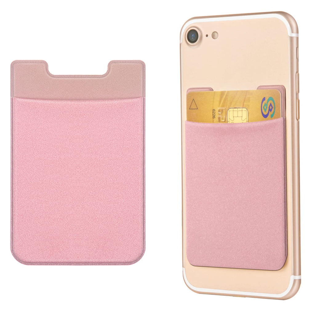 OBVIS Stick On Wallet Sleeve Cell Phone Pocket Card Holder Pocket Pouch for iPhone Android Smartphone Pink