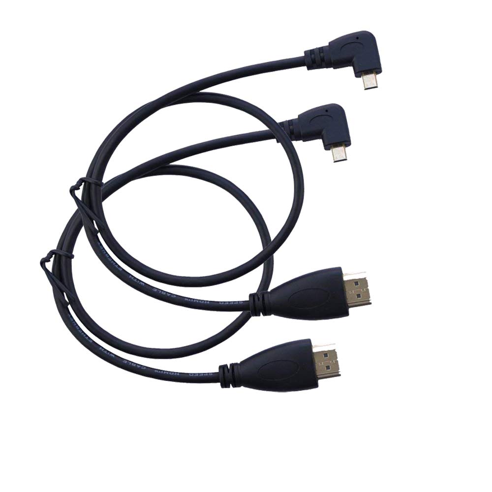 Seadream 2Pack 20" 50CM 90 Degree Left Angled Micro HDMI Male to HDMI Male Cable (2Pack Left Angled) 1.64FT 2Pack Left