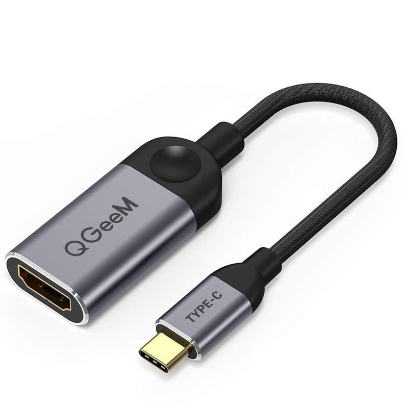 QGeeM USB C to HDMI Adapter 4K Cable, USB Type-C to HDMI Adapter [Thunderbolt 3 Compatible] Compatible with MacBook Pro 2018/2017, Samsung Galaxy S9/S8, Surface Book 2, Dell XPS 13/15, Pixelbook More Grey