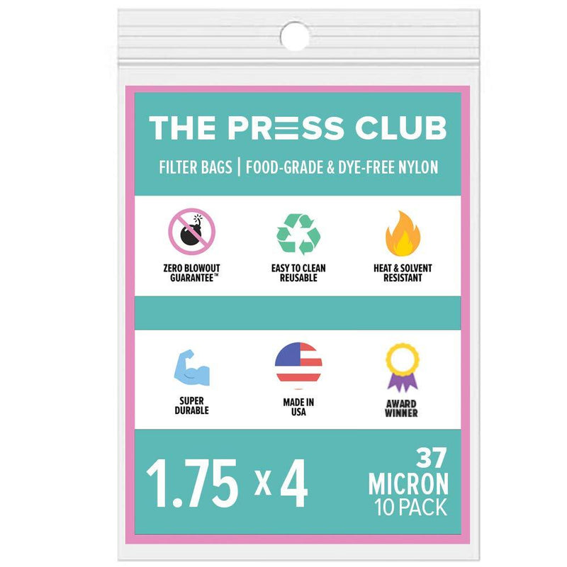 37 Micron | Premium Nylon Tea Filter Press Screen Bags | 1.75" x 4" | 10 Pack | Zero Blowout Guarantee 37 micron