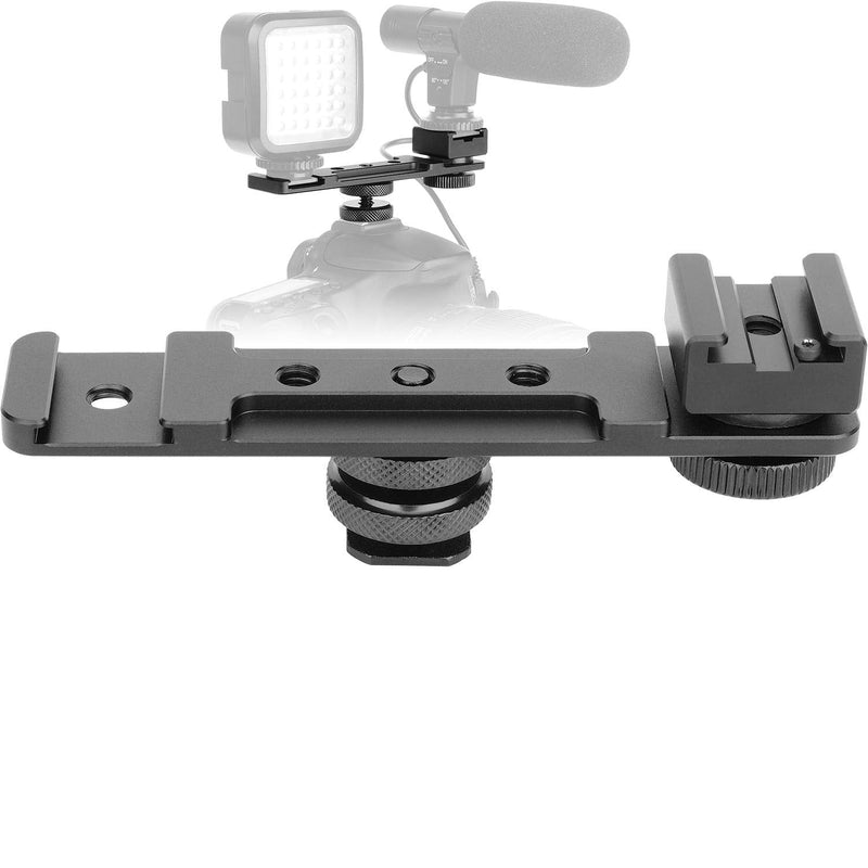 ChromLives Hot Shoe Extension Bar Mount, Cold Shoe Extension Flash Bracket, Dual Straight Mount Flash Bracket Compatible with Nikon Canon Sony Olympus DSLR Camera Camcorder DV Camera flash bracket