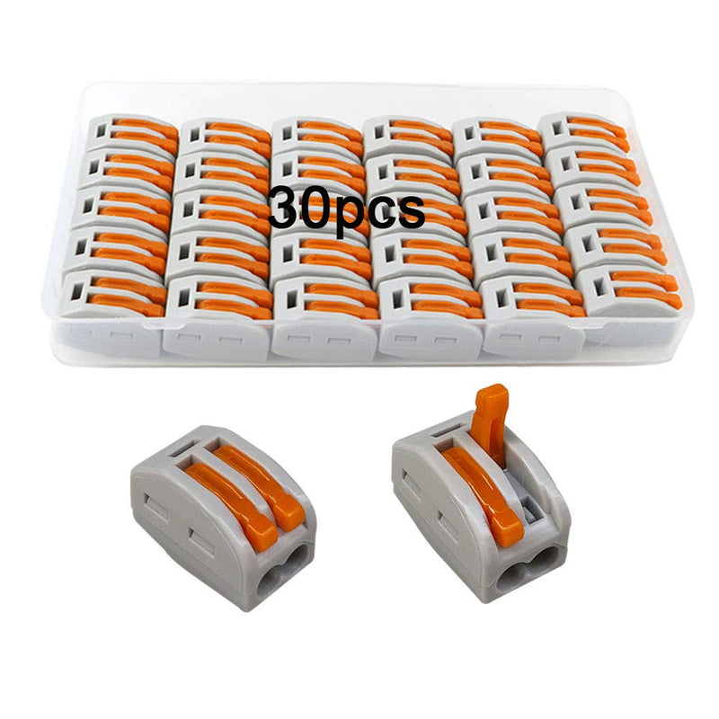 [AUSTRALIA] - FULARR 30Pcs Premium PCT-212 Lever-Nut, Conductor Compact Wire Connectors, Terminal Block Wire Push Cable Connector –– 2 Port 