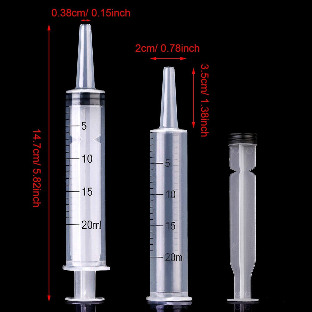 Frienda Large Plastic Syringe for Scientific Labs 4 Pack Measuring Syringe Tools Dispensing Multiple Uses 20 ml