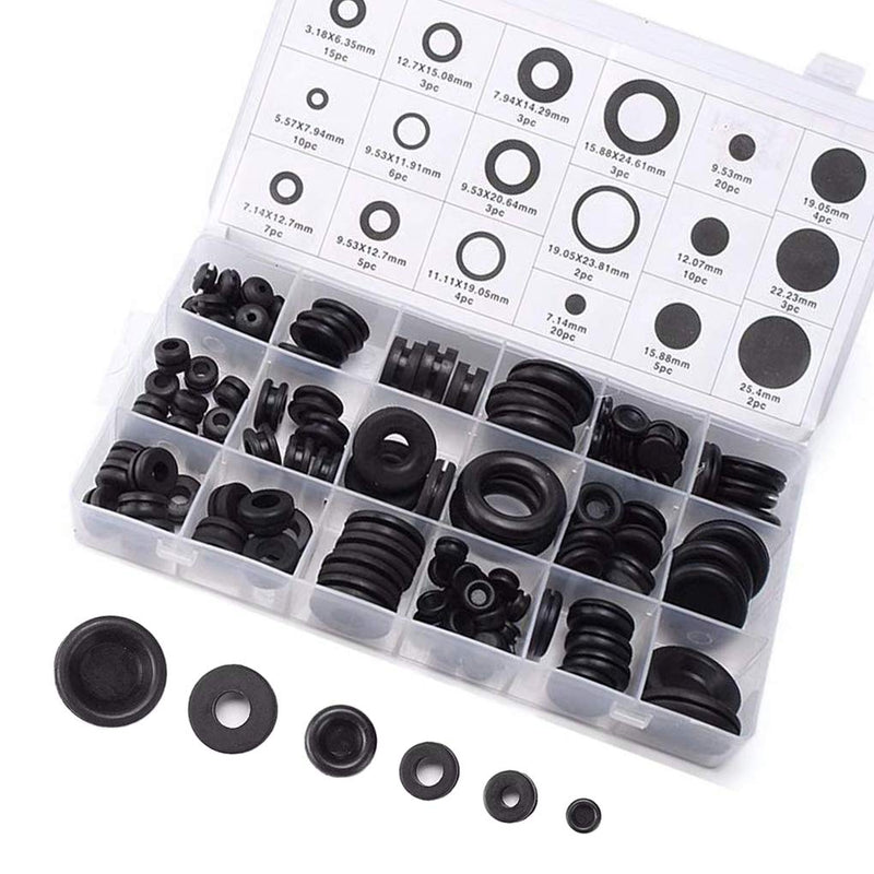 Wolfride 125PCS Rubber Firewall Plugs Rubber Wire Hole Plugs Rubber Grommet Assortment Kit Rubber Grommets Automotive