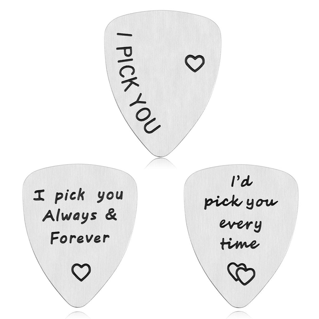 Husband Boyfriend Gifts - 3PCS Guitar Picks Gifts for Musician Husband Boyfriend Dad, Valentine's Day Gift for Him, Wedding Anniversary Gift for Men (3PCS)