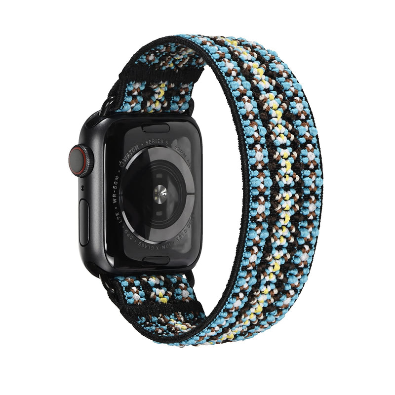 Tefeca Orchid Embroidery Pattern Elastic Compatible/Replacement Band for Apple Watch Black Adapters XS fits Wrist Size : 5.5-6.0 inch, 38/40mm