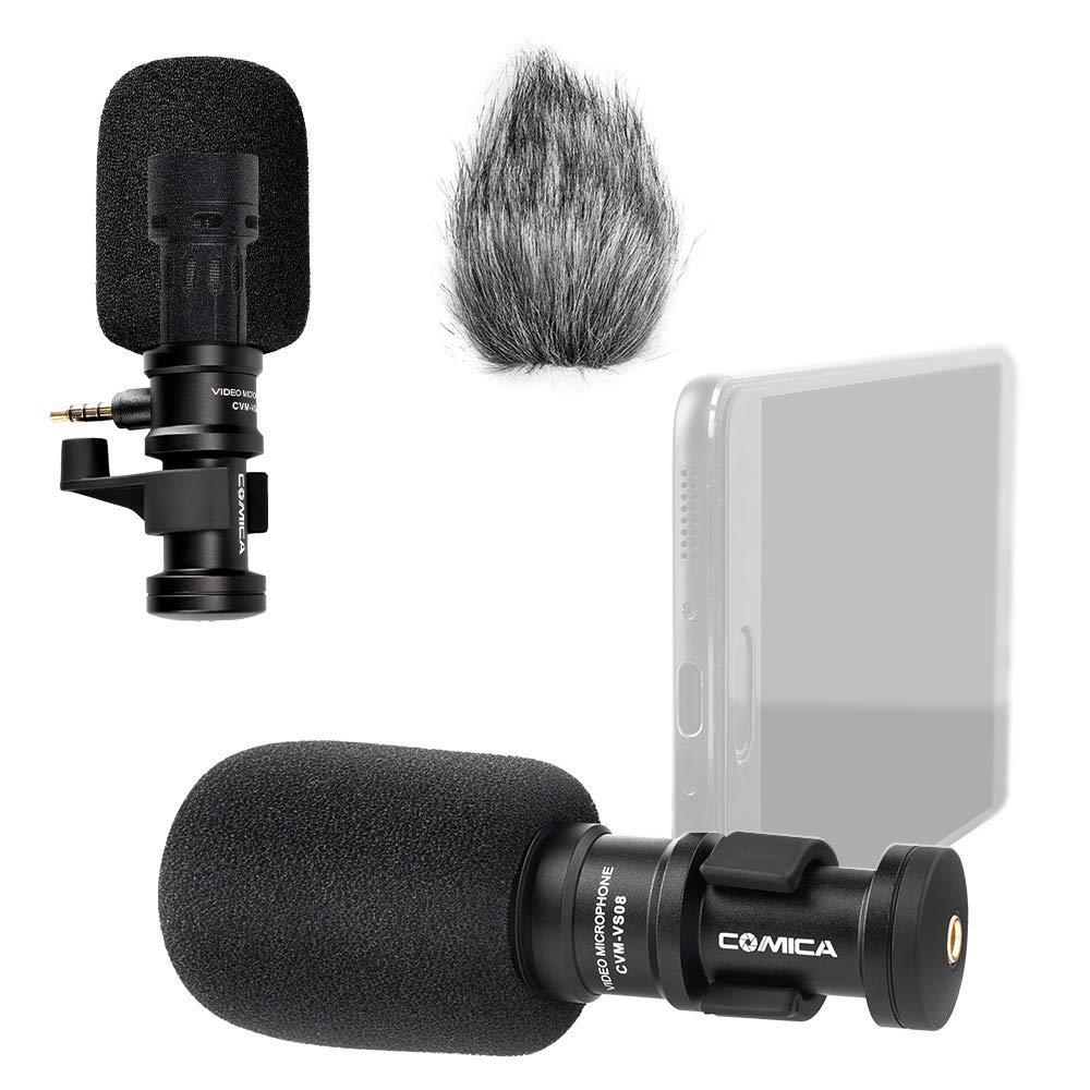 Comica CVM-VS08 Cardioid Condenser Directional Shotgun Video iPhone Microphone for iPhone and Android Smartphone with Wind Muff (3.5mm Jack)