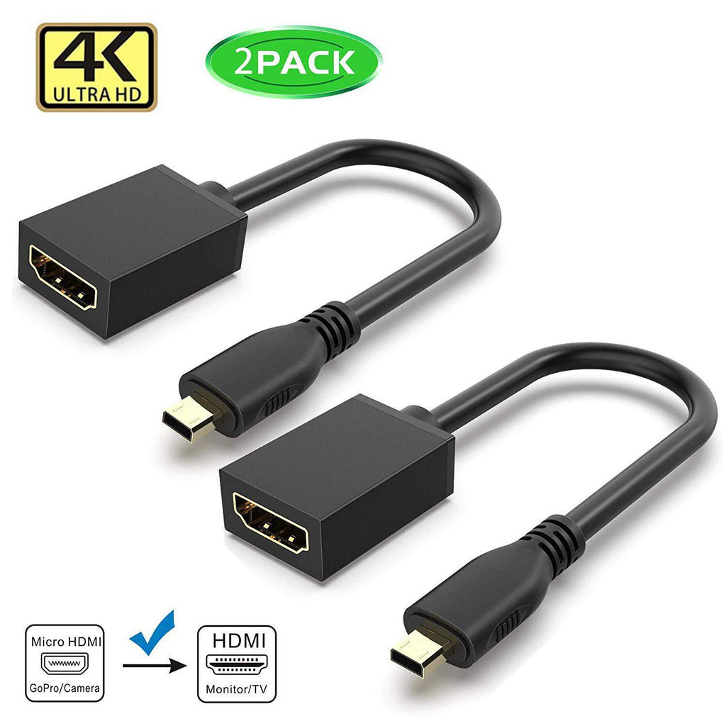 GANA Micro HDMI to HDMI Adapter Cable, Micro HDMI to HDMI Cable (Male to Female) for Gopro Hero and Other Action Camera/Cam with 4K/3D Supported