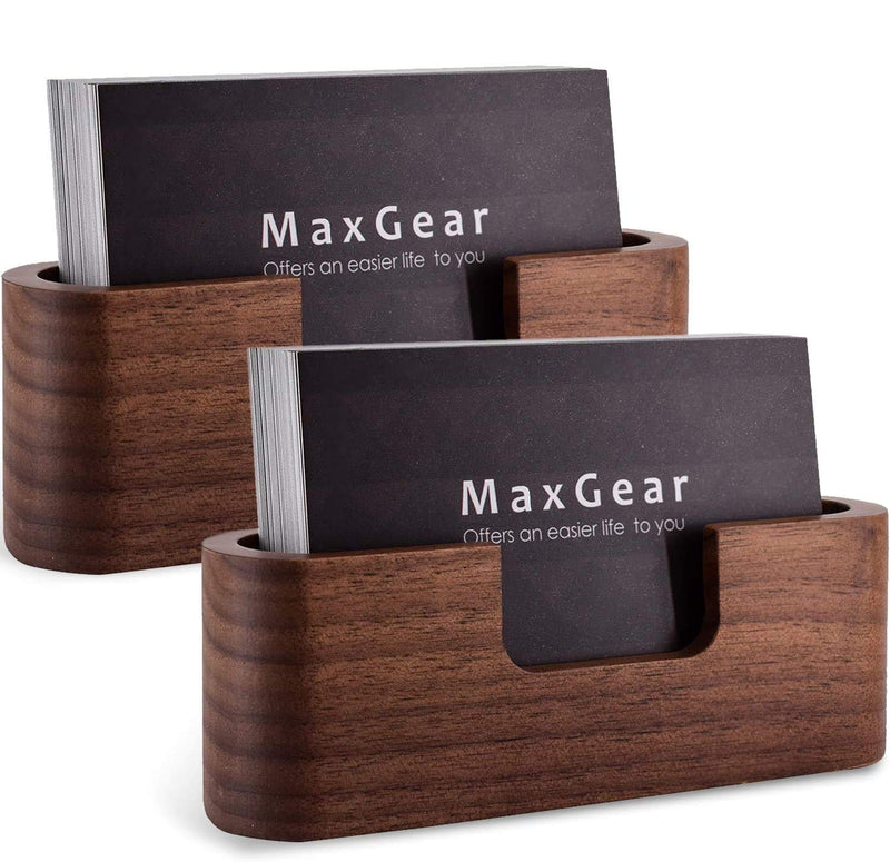MaxGear Business Card Holder Wood Business Card Holder for Desk Business Card Display Holder Desktop Business Card Stand for Office,Tabletop - Oval 2 Pack Oval - 2 Pack