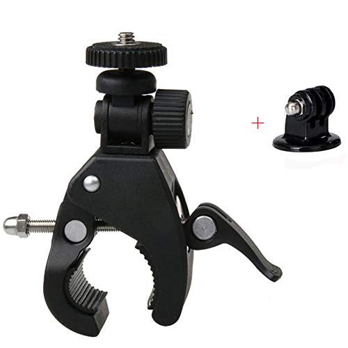 Walway Motorcycle Bike Handlebar Clamp Mount with Tripod Adapter for GoPro Hero 6/5/ 5 Session/ 4 Session/ 4/3+/ 3/2/ 1, Xiaoyi and Other Action Cameras