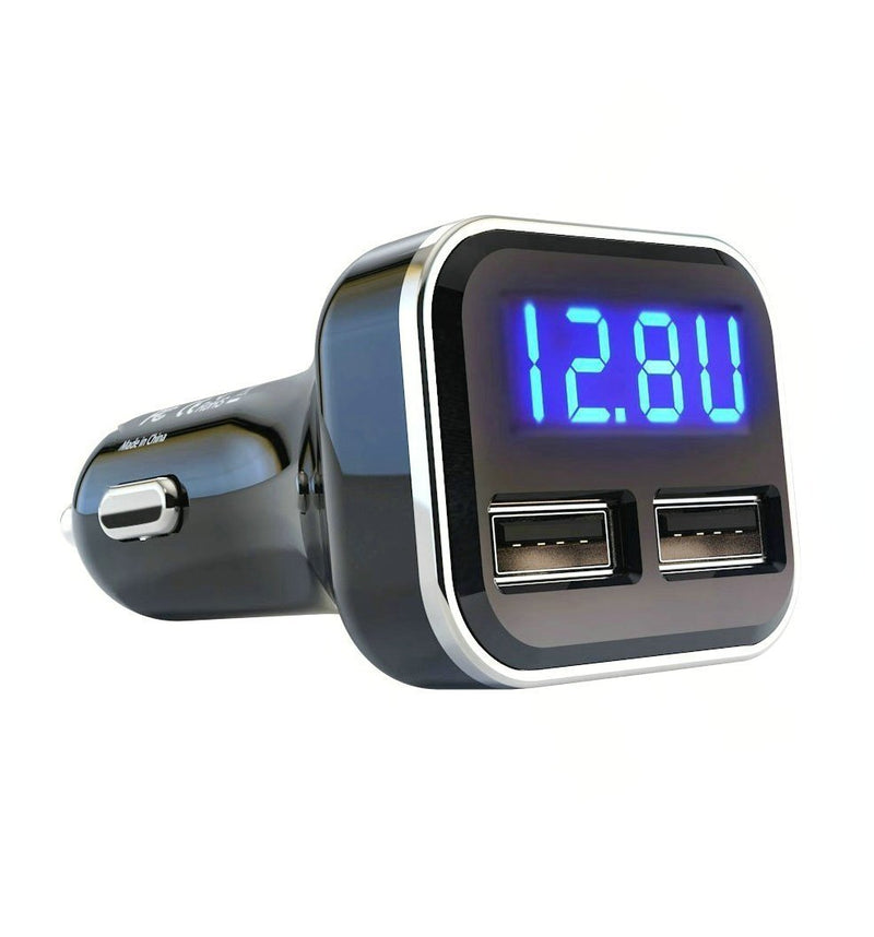 Jebsens 4.8A 24W Dual USB Car Charger Volt Meter Car Battery Monitor with LED Voltage & Amps Display Blue LED