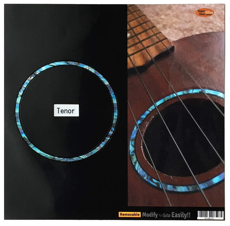 Inlay Sticker Decal for Tenor Ukuleles - Soundhole Rosette/Purfling - Abalone Blue
