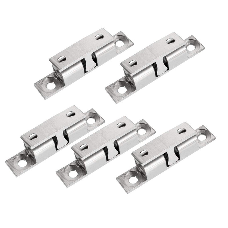 uxcell 5pcs Cabinet Door Closet Brass Double Ball Catch Tension Latch 50mm Length Silver Tone