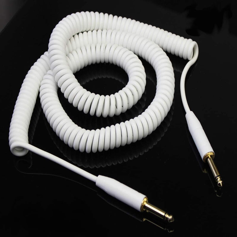 [AUSTRALIA] - Iconic Coiled White 30' Guitar Cable Cord Straight 1/4" Gold Plugs V.2 