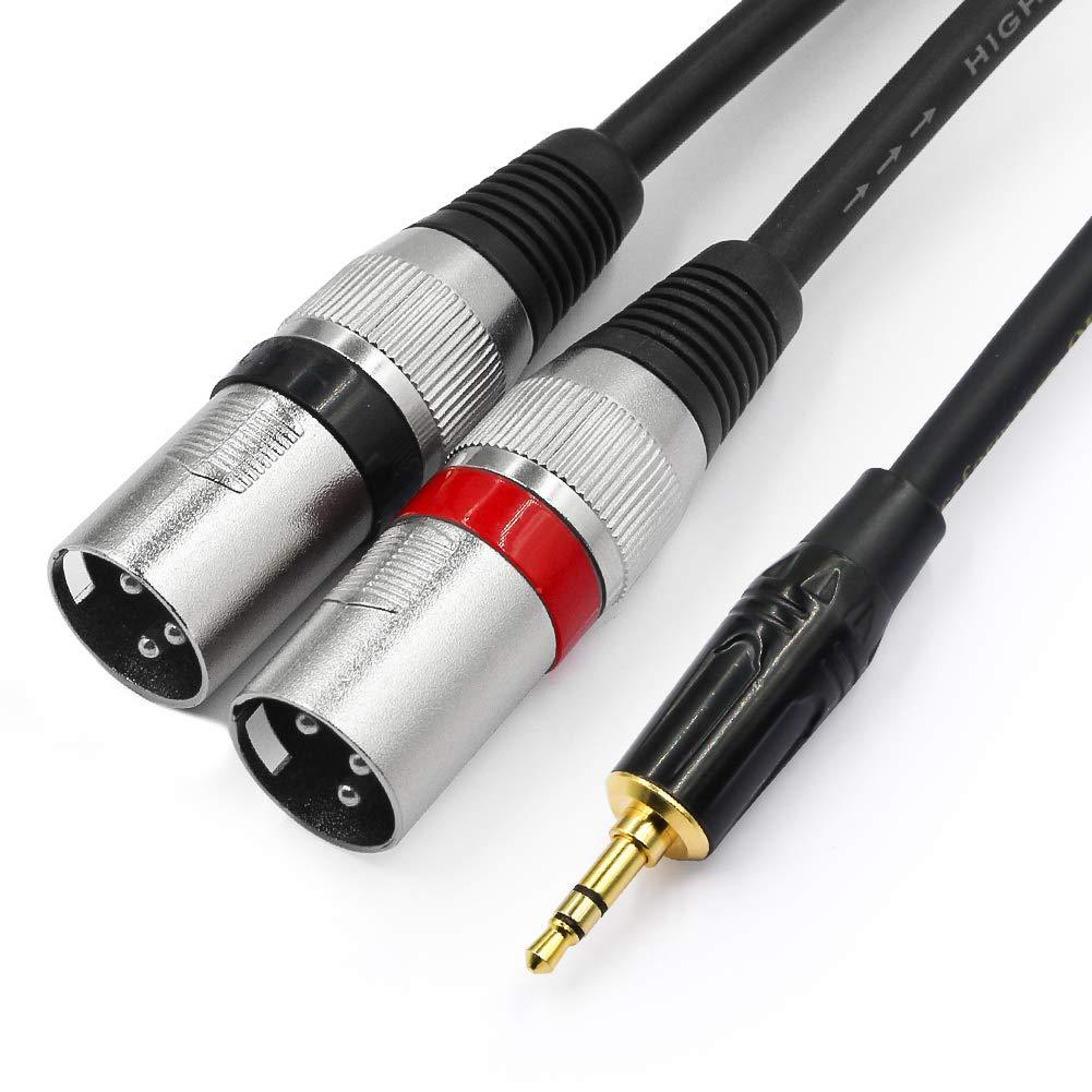 TISINO 3.5mm to Dual XLR Stereo Cable 1/8 inch Mini Jack to 2 XLR Male Y Splitter Adapter Cord- 3.3 FT 3.3 feet