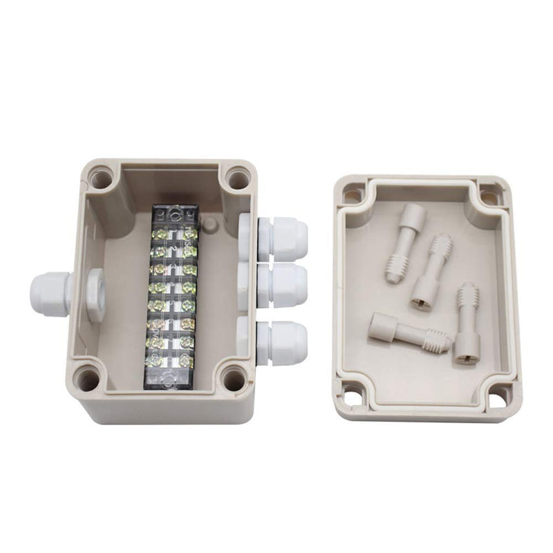 Eowpower 4.3"x 3.1" x 2.8" IP66 Waterproof Universal Electric Junction Project Box With 8 Position 15A Terminals