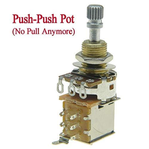 KAISH Guitar Bass Push Push Pot(No Pull Anymore) Linear Taper Guitar Potentiometer Pots with USA/Imperial Brass Shaft B500K