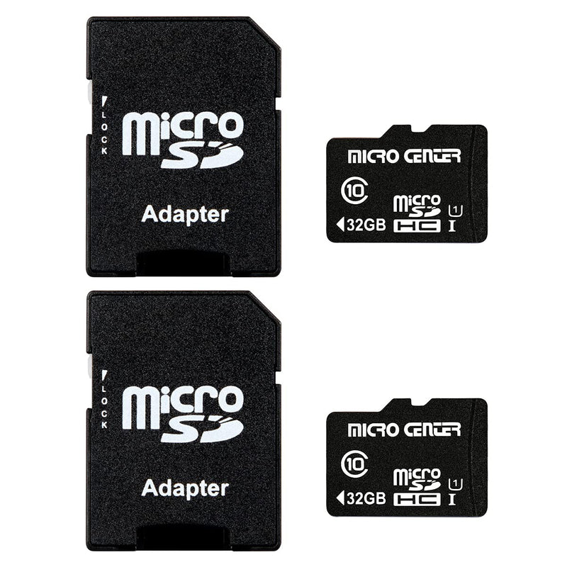 Micro Center 32GB Class 10 Micro SDHC Flash Memory Card with Adapter for Mobile Device Storage Phone, Tablet, Drone & Full HD Video Recording - 80MB/s UHS-I, C10, U1 (2 Pack) 32GB - 2 pack
